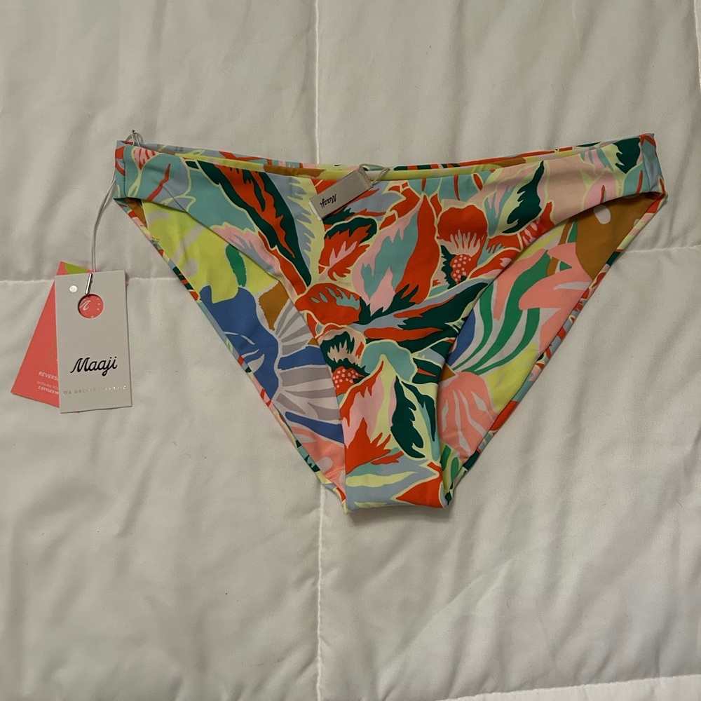 Maaji Neon Leafy Sublimity High Rise Classic Bikini Bottom - NWT - Size Large